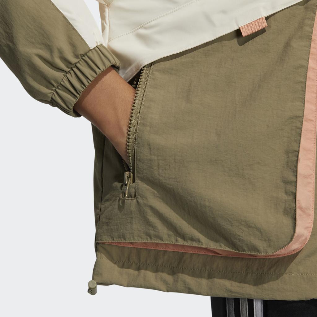 Adidas Neo Vintage Sports Stand Collar Color Block Pocket Striped Splicing Jacket Women Jackets Light-Green HG1610