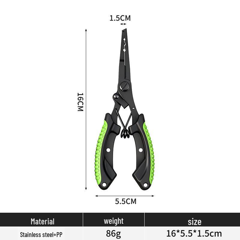 Premium Stainless Steel Multi-Functional Lure Pliers with Non-Slip Handle and Hook Remover Line Cutter for Fishing Tackle.