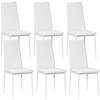 Set di 6 Sedie da Pranzo Imbottite in Ecopelle con Schienale Alto e Gambe in Acciaio 41x50x97 cm Bianco