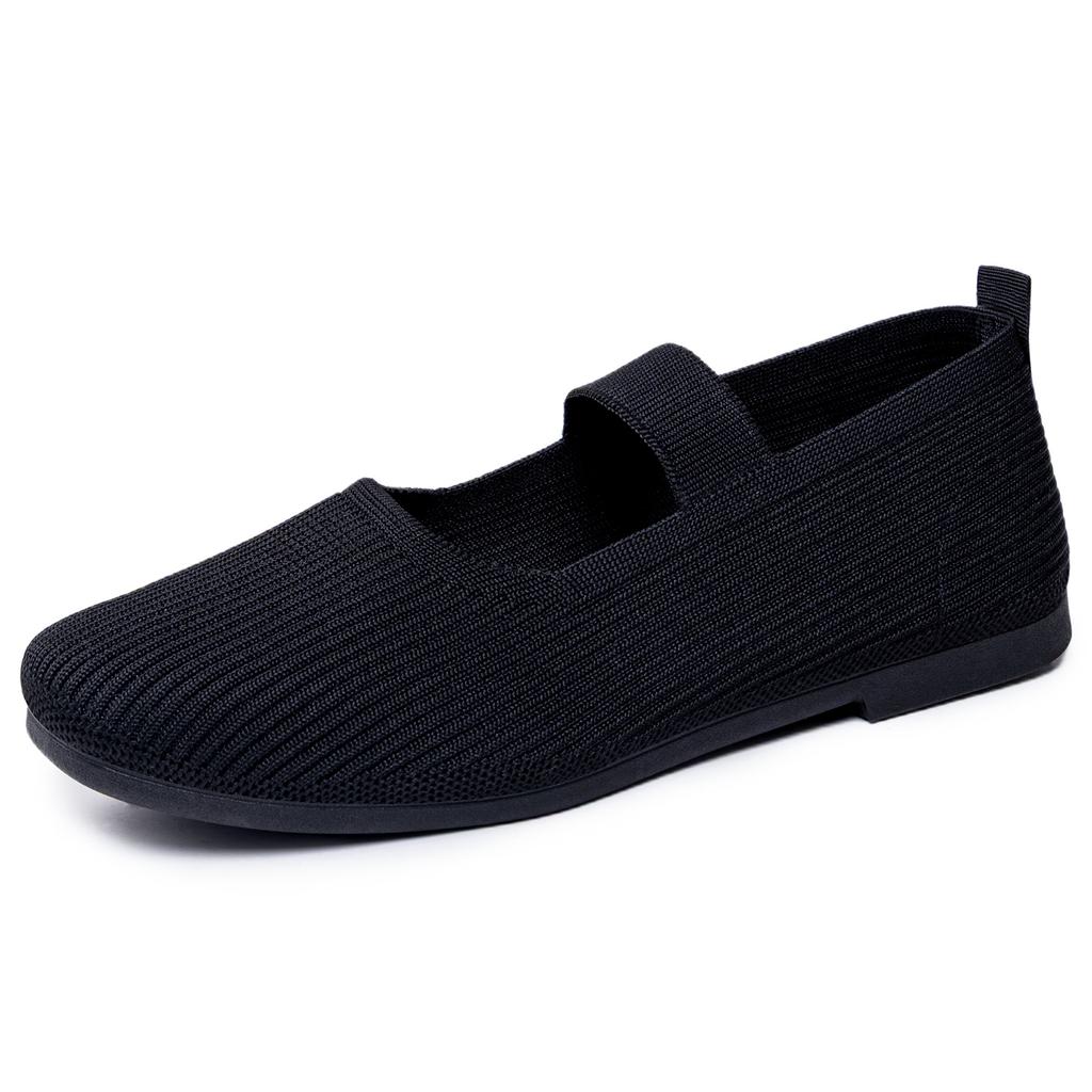 Women's Mary Jane Flats Shoes Round Toe Casual Ballet Flats Comfortable Knit Dress Shoes for Women Lightweight Anti-Slip Work Office Walking Shoes