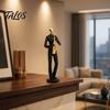 Artistic Musician Figurine Resin Sculpture, Stable Base Abstract Guitar Saxophone Singer Black Gold Music Statue Statue, Band Theme Decoration,