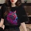 Women's cat printed T-shirt, Korean dress, short sleeved shirt, plus size