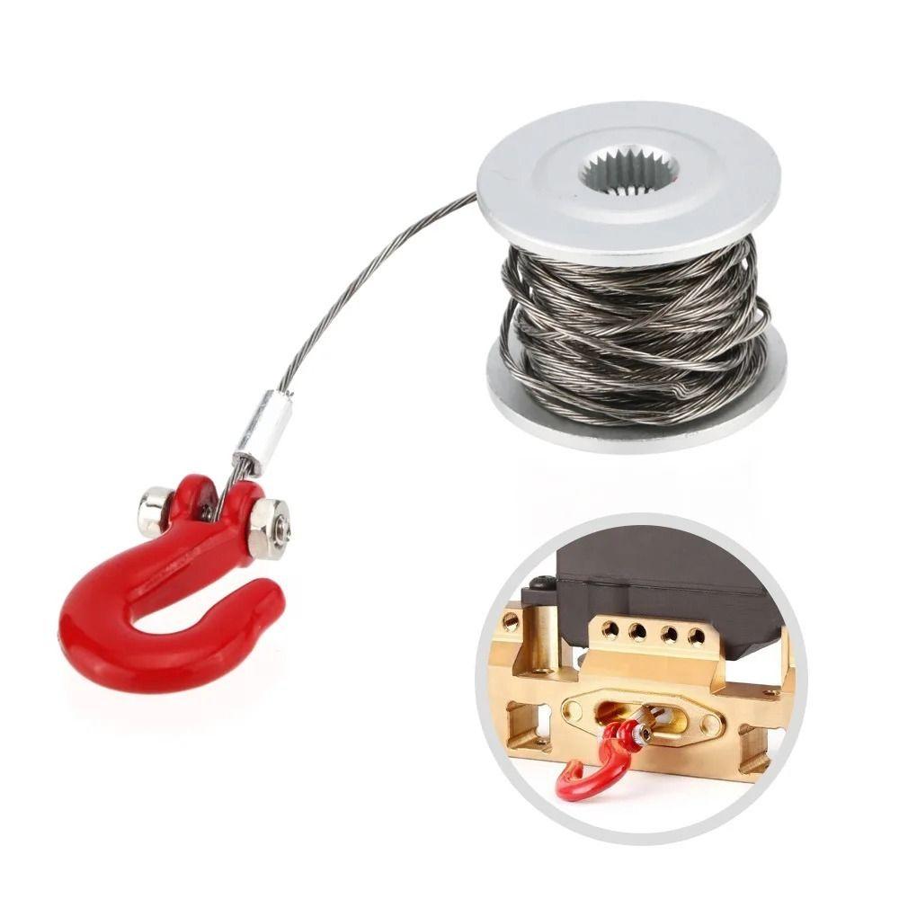 Steel Wire Rope RC Winch Spool Silver Red RC Crawler Winch Simulation Climbing Car
