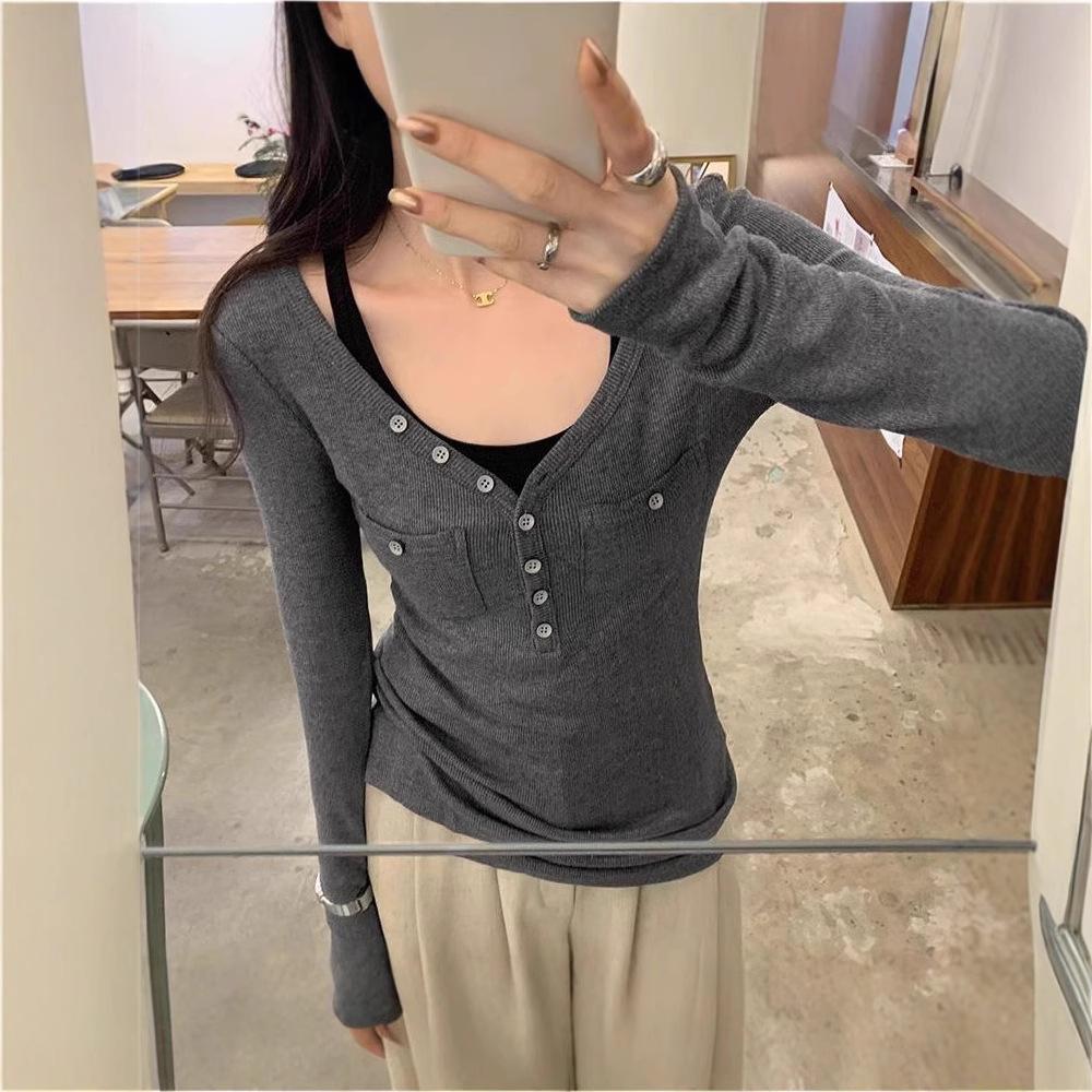 

Pure & Sexy V-Neck Long Sleeve Women s Slim Base Layer Shirt Medium