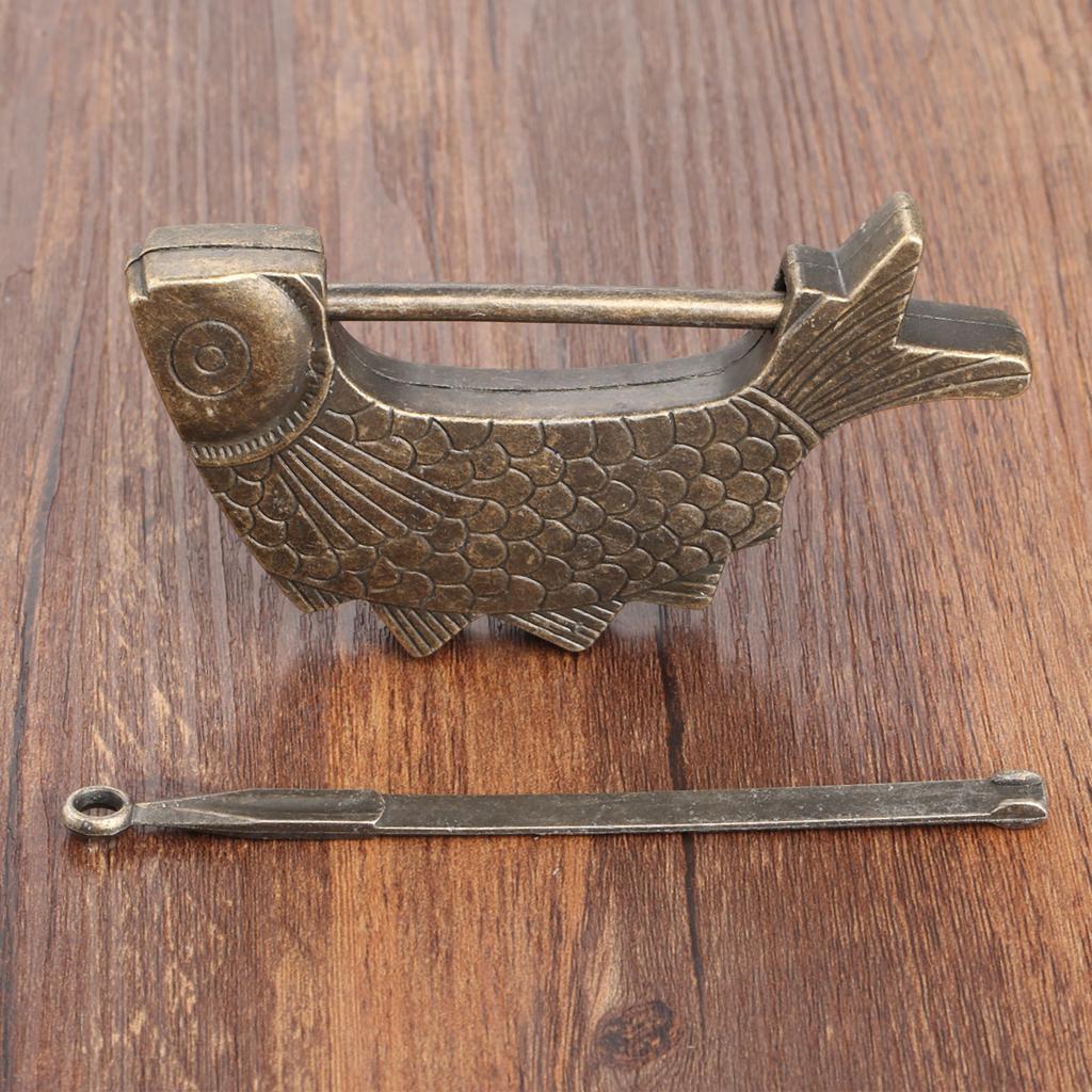 1PC Antique Bronze Old Chinese Lock Retro Jewelry Wooden Box Padlock Lock For Suitcase Drawer Cabinet Hardware Accessories