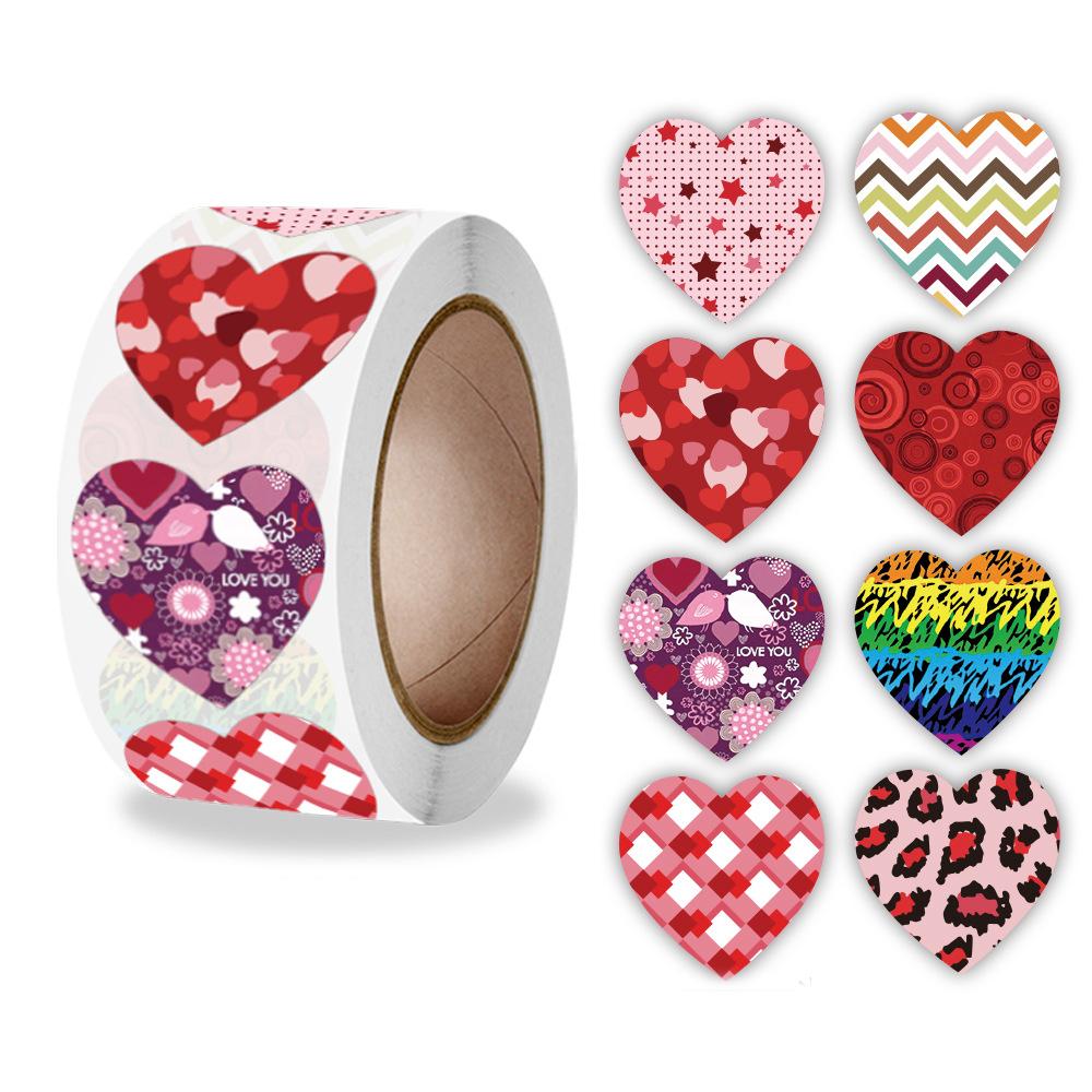 100-500pcs Heart Valentines Day Sticker Thank you Candy Bag Seal Sticker Scrapbooking Valentines Gift Box Label Decoration