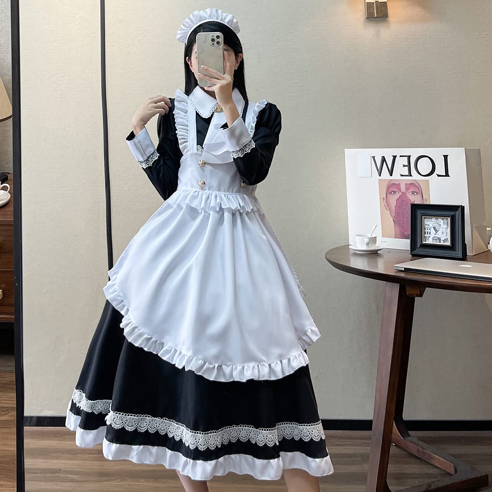 [YAISHN] Maid Clothes, Lolita Dress, Gothic Lolita, Cute, Traditional Dress, Long, Popular, Halloween Costume, Women's, Cosplay, Long Sleeve, Bow