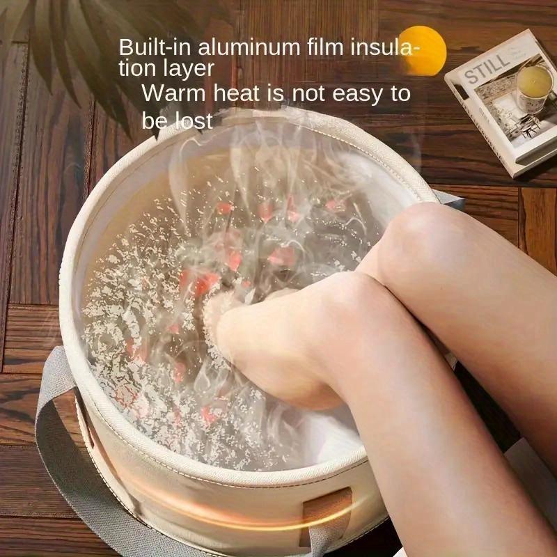 Portable Folding Foot Soak Bath Tub with Heat Preservation Multifunctional Deep Basin Aluminum Film Insulated