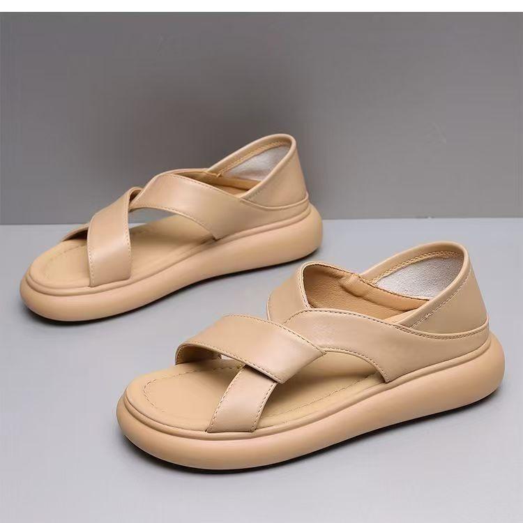 Soft Leather Bag and Sandals Women's Summer Wear 2025 New Fashion Versatile Two-wear Slippers Flat-soled Soft-soled Beach Shoes