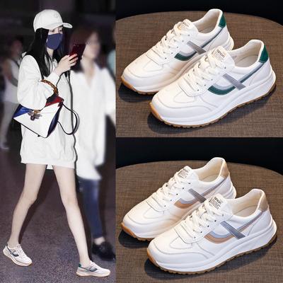 Echt Leer Kleine Witte Schoenen Dames Lente en Herfst Nieuw A-Gump Dames Schoenen Alles-match Hot Style Ins Trendy Papa Sport Casual Schoenen