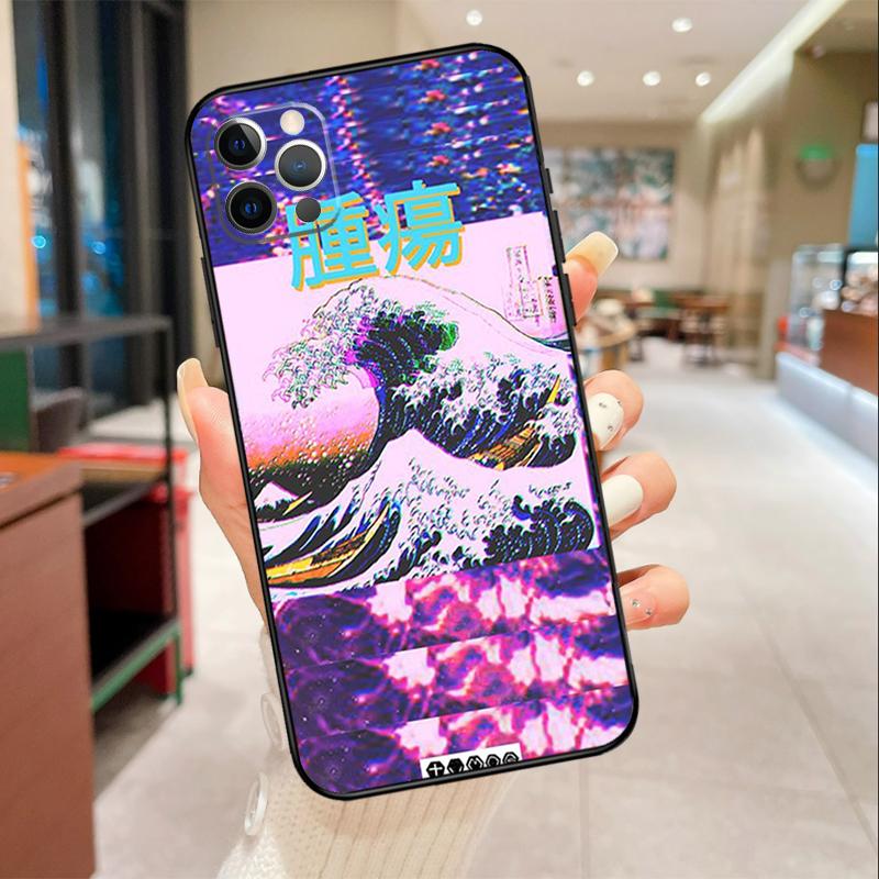 Great Wave Retro Cyber Statue Phone Case For iPhone 17 16 15 14 13 11 12 Pro Max mini 16 Plus 16e 17 Air Protective Cover