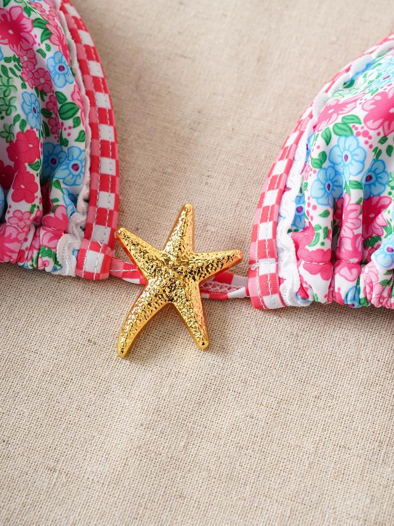 2025 Starfish Lace-up Triangle Bikini - European & American Style, Sexy Split Swimsuit for Women