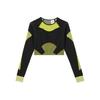 Color Block Logo Print Crew Neck Long Sleeve T-Shirt Women Tops HN2882