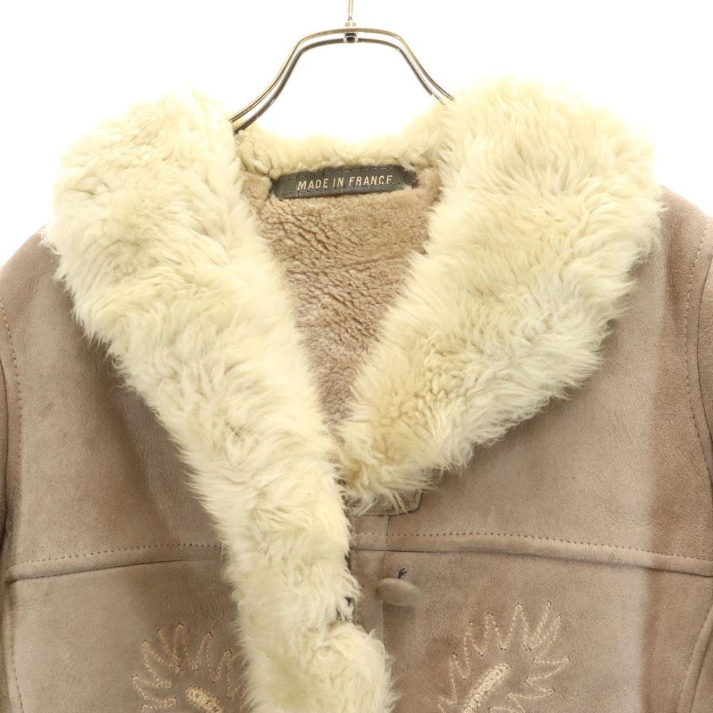 VYROBENO VE FRANCII Vyrobeno ve Francii vyšívaný kabát Šedá Podšívka z umělé kožešiny Dámský Použitý