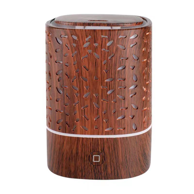 Wood Grain Aroma Diffuser: Ultrasonic Humidifier with 7-Color LED for Home & Car