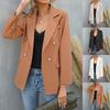 Women's Casual Long Sleeve Double Breasted Military Suit Lapel Open Jacket Coat