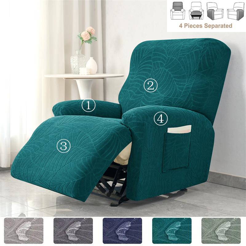 1/2/3 Seater Recliner Sofa Covers Leaves Jacquard Couch Slipcovers Elastic Water Repellent Armchair Covers for Living Room Hotel