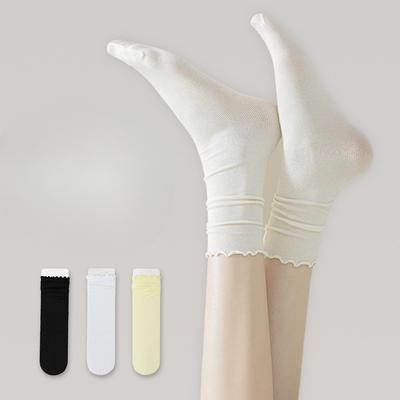 Damen Sommer Dünne Holzohr Kante Hochelastisch Atmungsaktiv Dünne Kühle Gefühl Frotteesocken