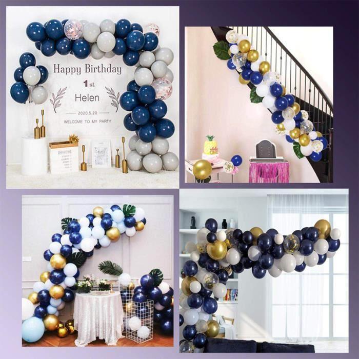 Kit de décoration pour anniversaire garçon - Bleu Marine Or Ballon Guirlande Arc - 102 pièces