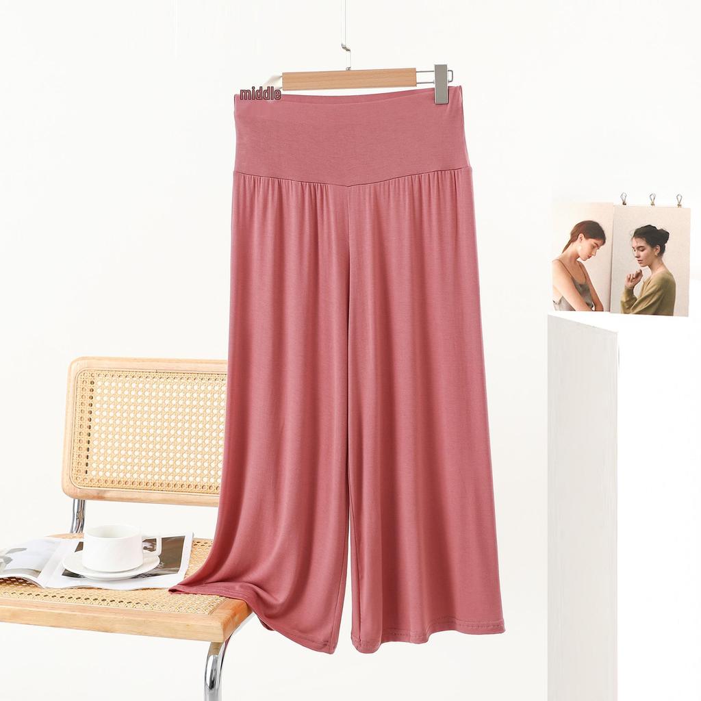 Summer Modal Plus-Size Loose Wide-Leg Cropped Pants - Korean Style High-Waist Casual Trousers
