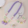 Sweet Princess Bow Necklace Bracelet Suit Candy Purple Bead Chain Children's Zircon Handmade Zircon Accessories