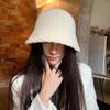 Knitted Basin Hat Children Autumn and Winter New Wool Hat Bucket Hat Bucket Hat Wavy Stripe Cold Big Brim
