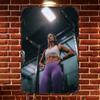 HD Metal Tin Sign Tattooed Fitness Woman Doing LSit on Parallel Bars in Gym Wall Decor for Home Gym