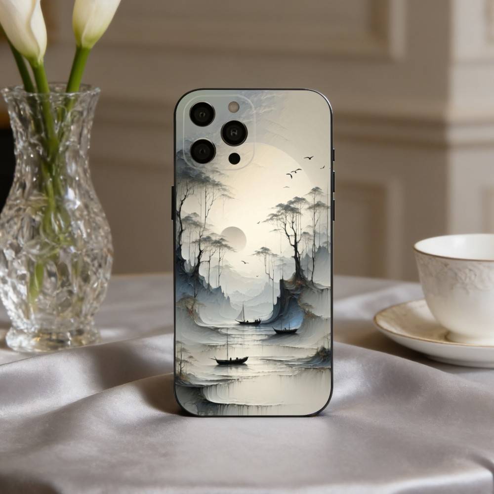 C-Chinese-E l-landscape-E Phone Case For iPhone 17pro, 16,15,14,13,12,11 X XR Plus,Others Soft Black Cover