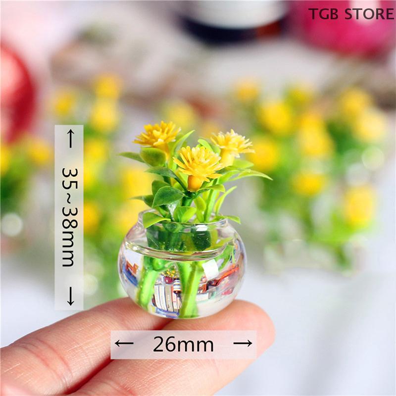 1Pcs 1:12 Dollhouse Miniature Resin Green Potted For Home Decor Simulation Potted Plants