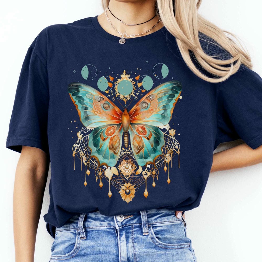 Butterfly Cottagecore Print TShirt Vintage Dark Acedemia Fantasy Y2K Unisex Shirt Casual Daily Short Sleeve Shirt Streetwear