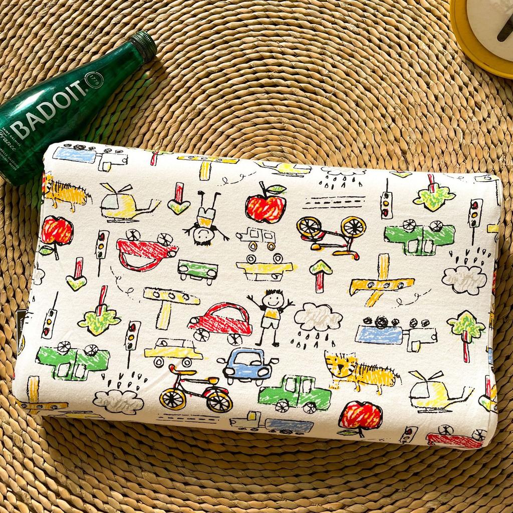Natural Children Latex Pillow Soft Cotton Cartoon Kids Neck Support Gift For Toddler Preschool Baby Bedding