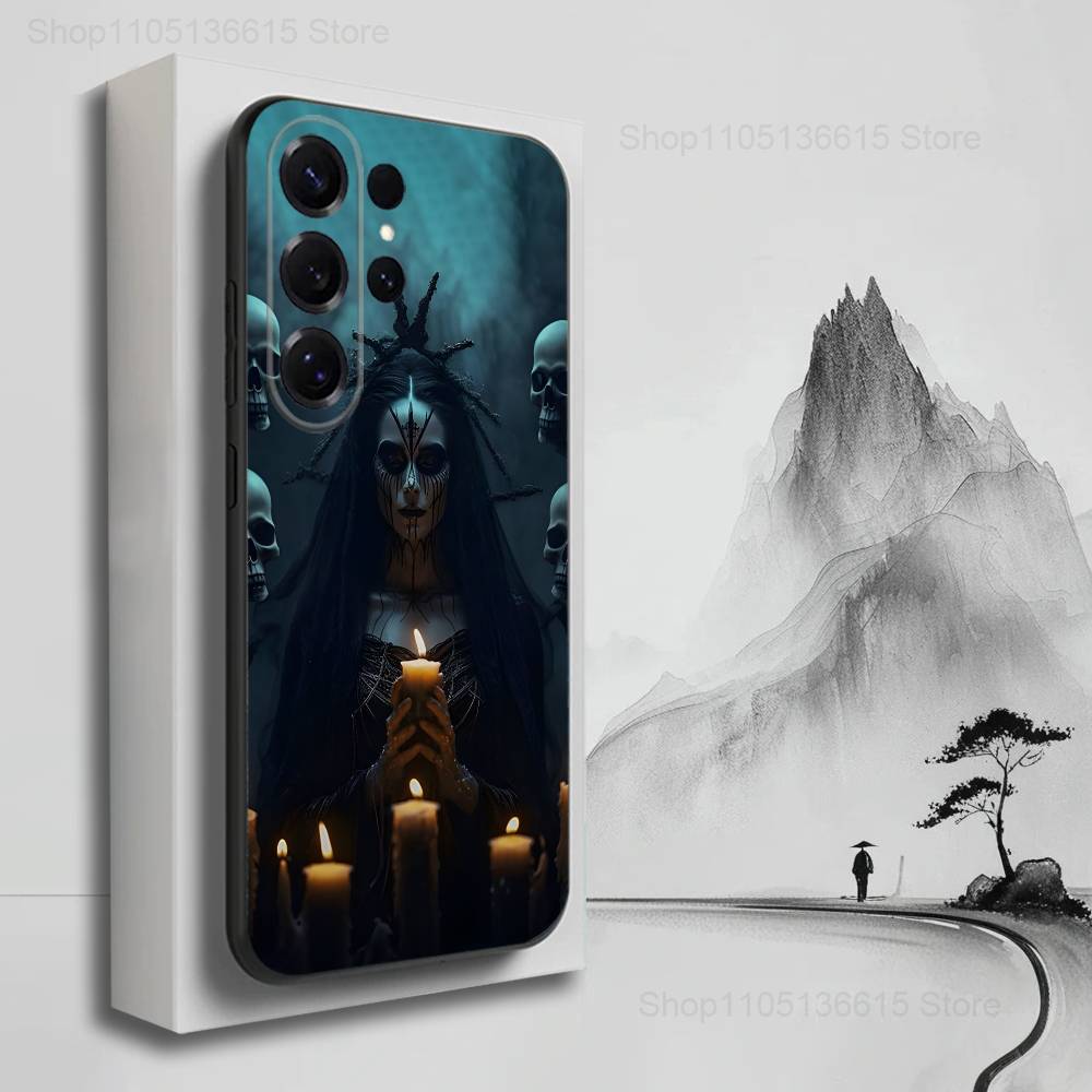 Gothic Art Witch Case For Samsung S22,S25,S20,S10,Plus,Ultra,S24,S23,FE,S21,S9,Lite,Soft Silicone Black