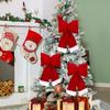 Christmas Red Velvet Bows DIY Wreaths Door Windows Ornaments Xmas Tree Hanging Pendants Home Wedding Party Decoration Supplies
