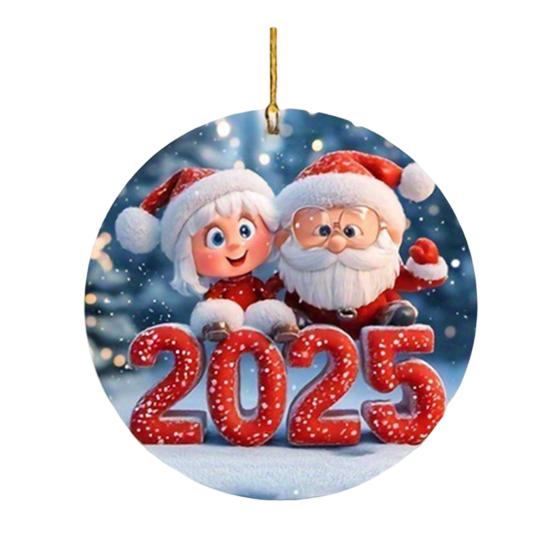 Santa Claus Acrylic Pendant with Lanyard Easy To Hang Adorable Christmas Tree Decoration Hanging Ornament Holiday Gift