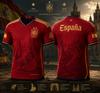 2026 Spagna a Due Stelle Maglia da Calcio Culturale in Poliestere a Rete Manica Corta, Maglietta Grafica Spagnola Casual Sportiva Outfit Coordinato per la Famiglia