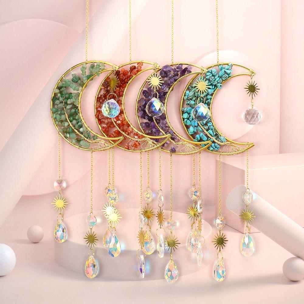 Water Crystal Tree Moon Sun Catcher Hanging Decor For Home And Meditation