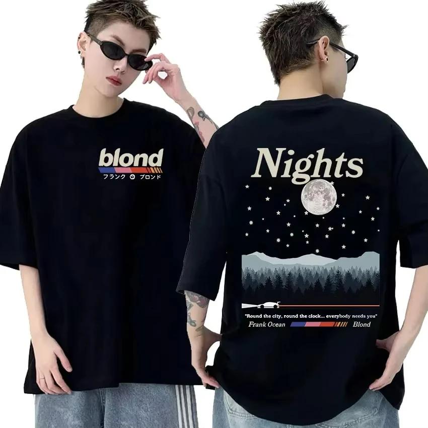 Rapper Frank Retro Graphic Tričko Pánské Hip Hop Ocean Album Oblečení Trička Y2k Unisex Blond Fashion Oversized Bavlněné tričko
