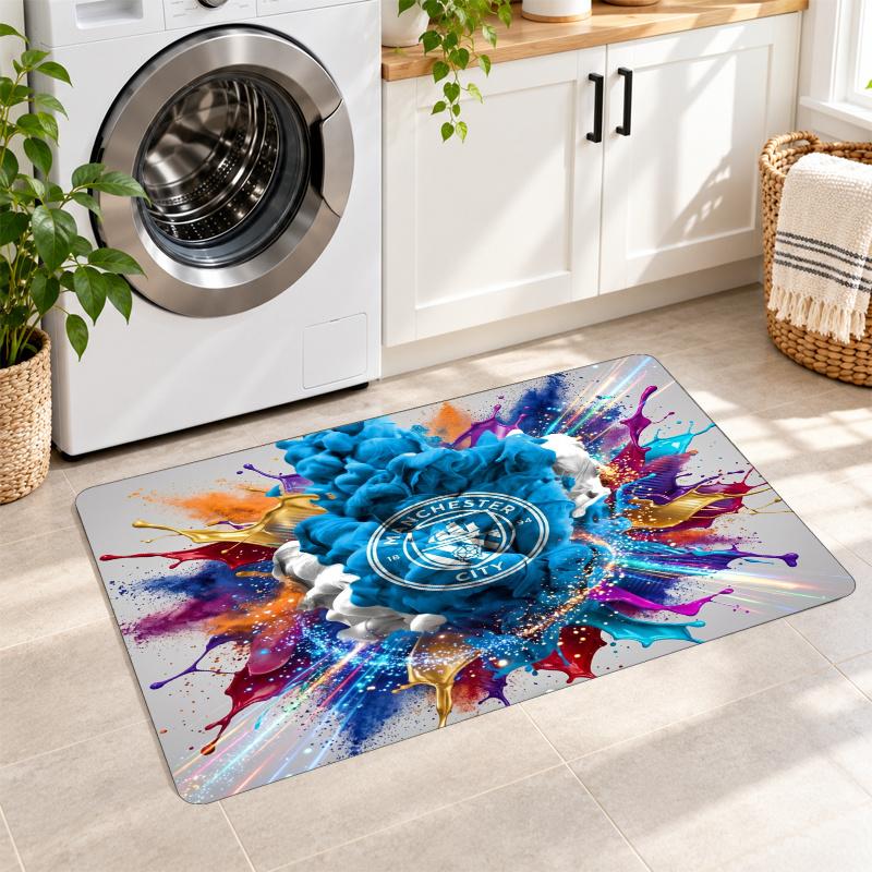 Flannel Kitchen Mat Manchester City Soft Area Rug Non Slip Floor Carpet Home Decoration