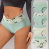 4Pcs Women's High-Waisted Panties Green Tie-Dye Panties Breathable Triangle Underwear Comfortable Soft Fabric Underwear
