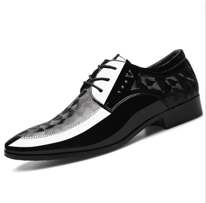 Leather Shoes Men  Business Oxford  Breathable Patent Leather Formal Shoes Plus Size Man Office Wedding Flats Male Black
