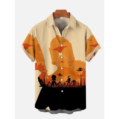 2025 New Men's Short Sleeve Shirt Future Technology Printed Men's Fashion Lapel Top Large Size Casual Men's Shirt XS-5XL