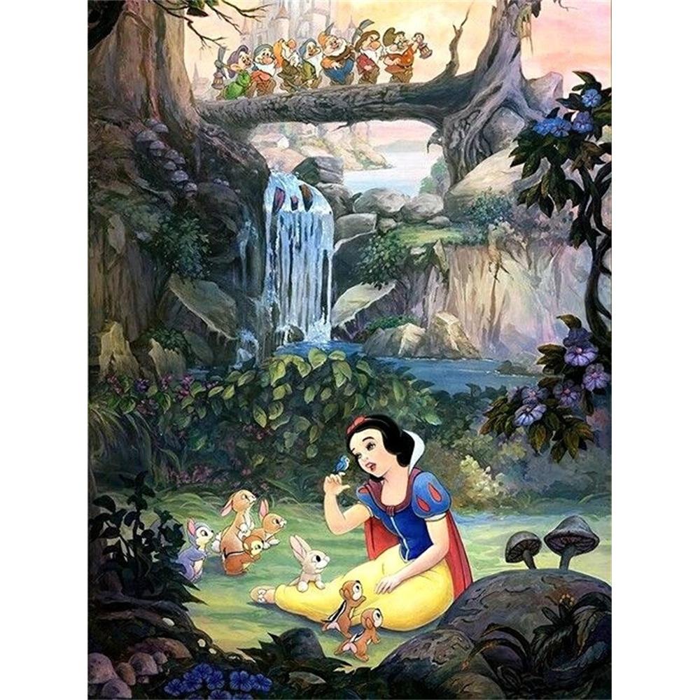 

Disney Diamond Painting Snow White Classic Scene Decorative Painting Mosaic Craft Hobby DIY Gift Home Decoration Embroidery Round 20x30cm