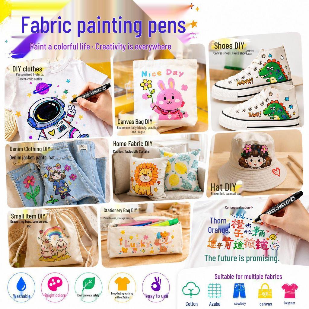 36 Fabric Markers - Washable, Non-Fading & Waterproof for Color Painting On Clothes & T-shirts