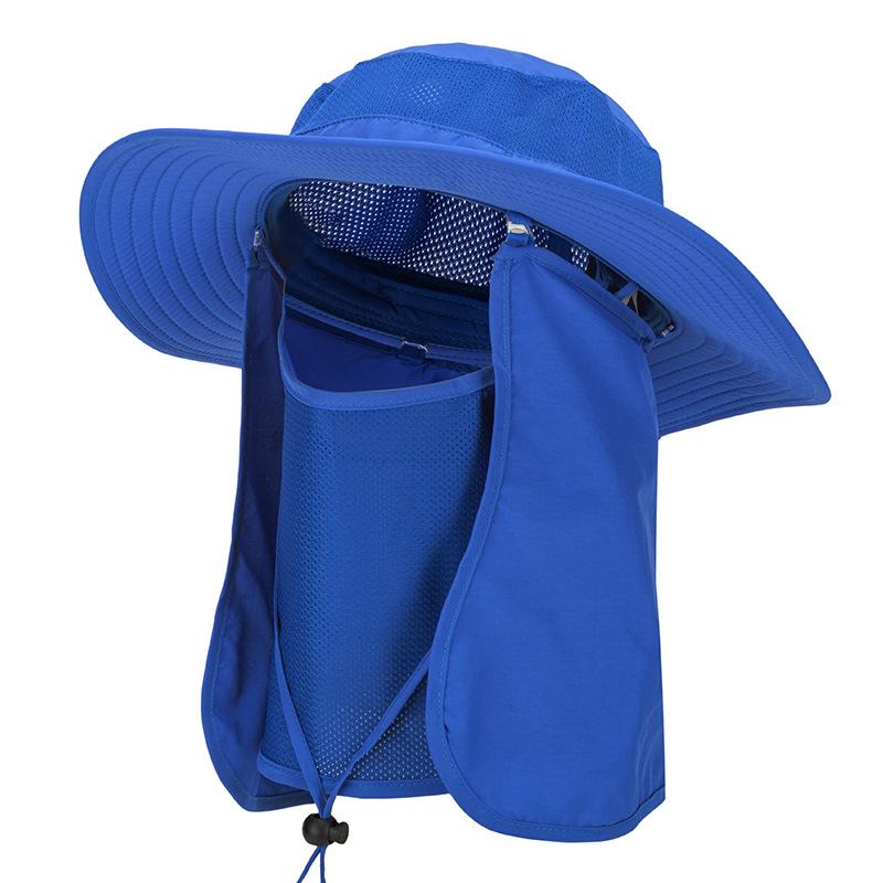 Spring and summer sunscreen cap, purple line, breathable big edge, sunshade protective bucket hat, mountaineering, cycling, fishing hat