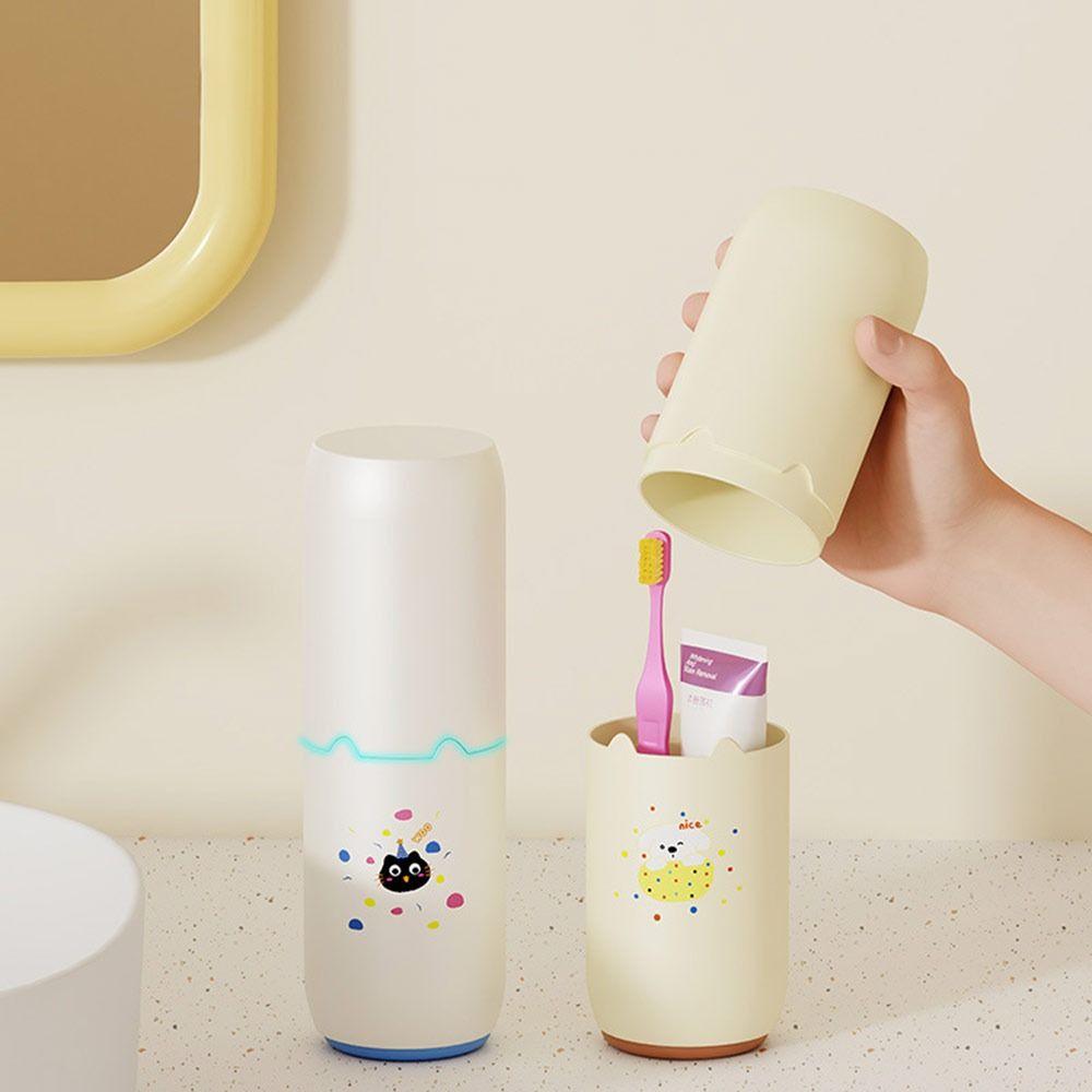 Bottom Drain Toothpaste Cup Holder Portable Dopamine Toothbrush Storage Box  for Bathroom Storage