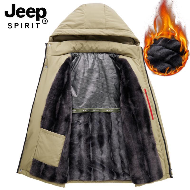 JEEP SPIRIT Męska Ciepła Kurtka Bawełniana z Odpinanym Kapturem