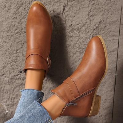 New Plus-size Thick-heeled Round-toed and Nude Boot Women