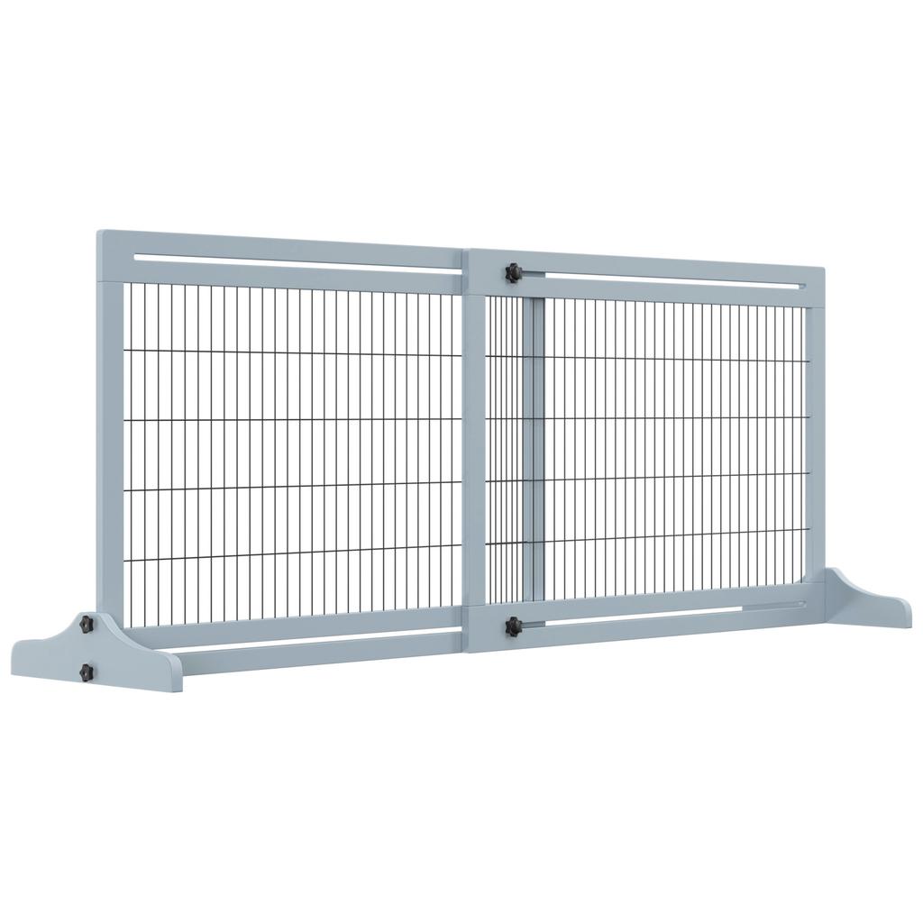 Freestanding Dog Gate, Foldable Pet Fence, Indoor Wood Barrier, Stair Gate with Support Feet, for Doorway, Hallway, Small and Medium Dogs