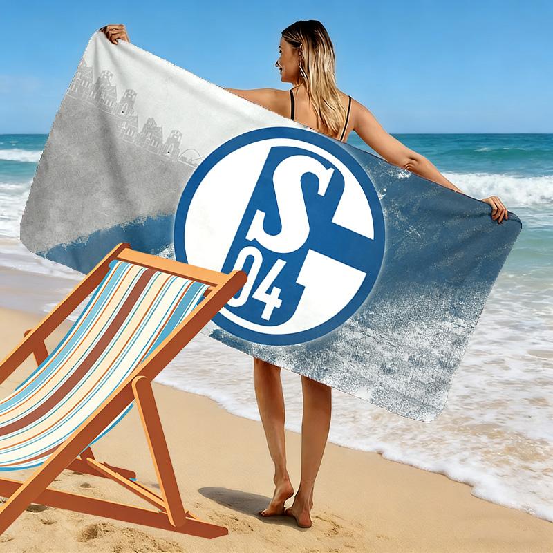 FC Schalke 04 Print Strandtuch, Großes Weiches Schnelltrocknendes Handtuch für Strand Camping Schwimmen