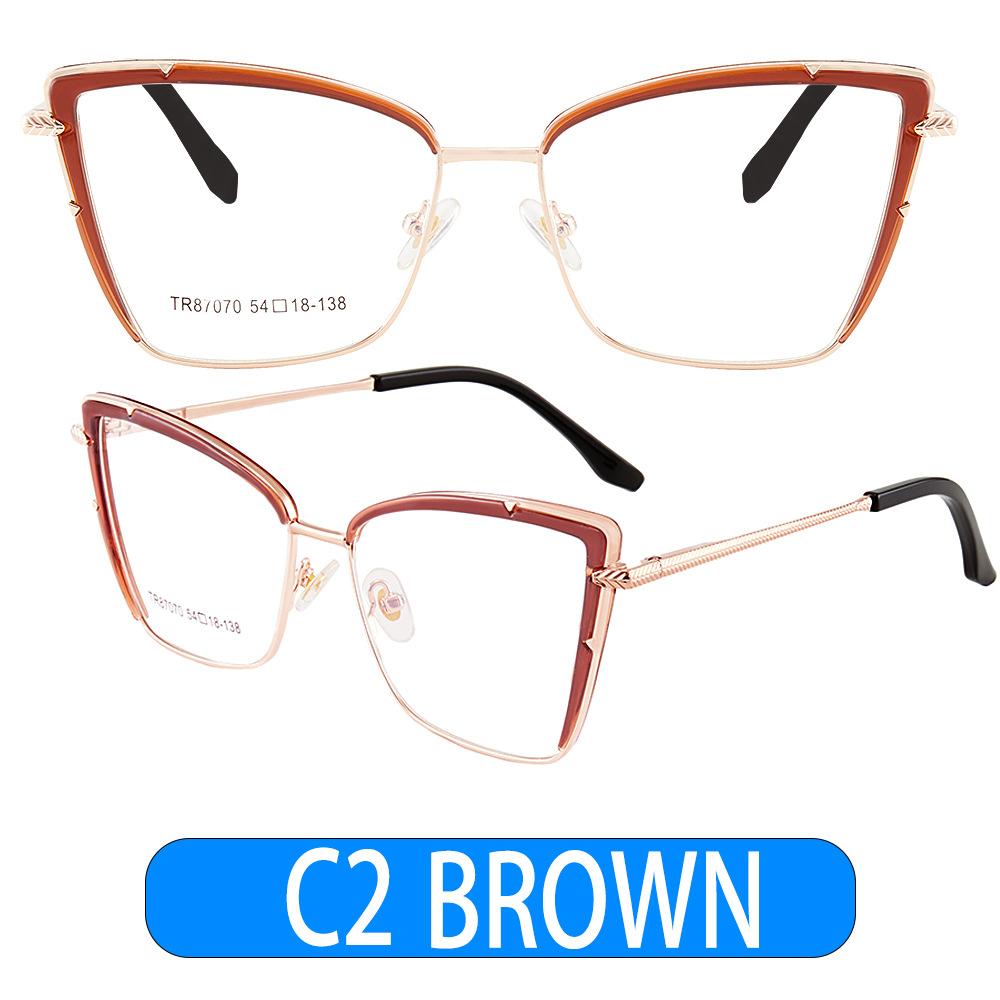 Red Cat Eye Myopia Glasses -1 5 To -6 0 Retro Blue Light Blocking Women Optical Prescription Eyeglasses Metal Frame